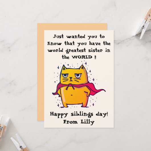 De Beste Zus Ter Wereld | Verjaardagskaart voor Br Kaart (Voorkant / Achterkant in situ)