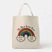 De beste zuster ooit regenboog tote bag (Achterkant)