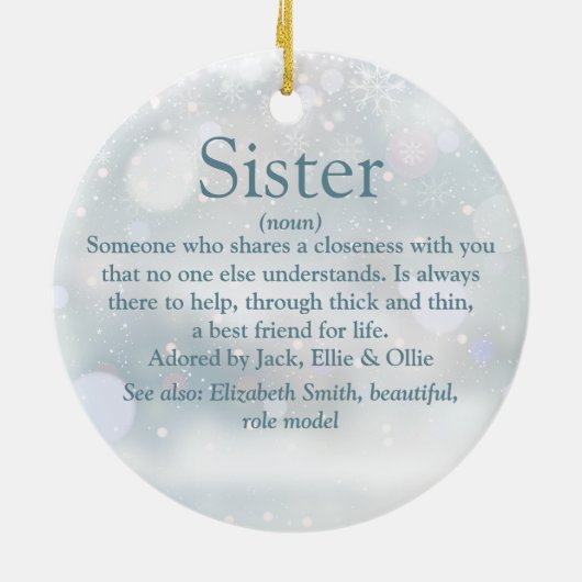 De beste zuster van de wereld: kerstmis keramisch ornament (Achterkant)