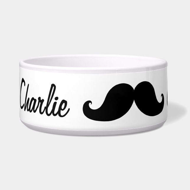 DE BESTE ZWARTE MUSTACHE DIE IS GEPERSONALISEERD VOERBAKJE (Links)