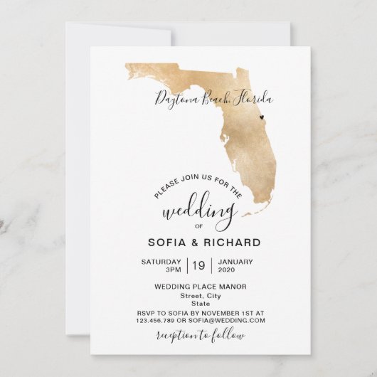 De bestemming Florida van de bruiloft het verwisse Kaart (Voorkant)