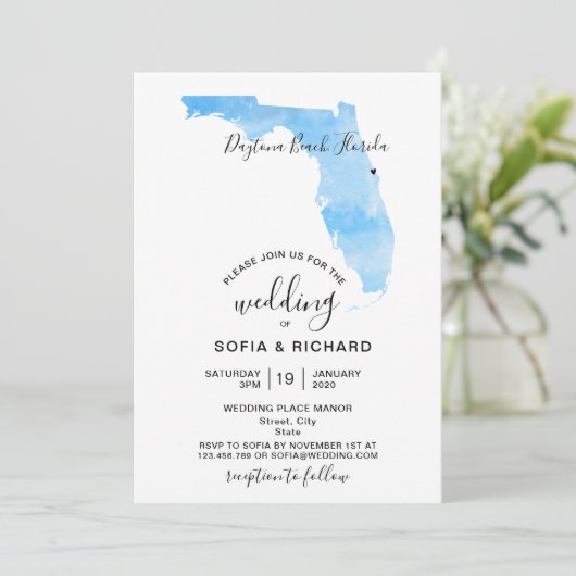 De bestemming Florida van de bruiloft het verwisse Kaart (Staand voorkant)
