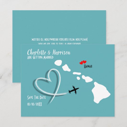 De bestemming Hawaii van het huwelijk sparen de Da Save The Date (Voorkant / Achterkant)