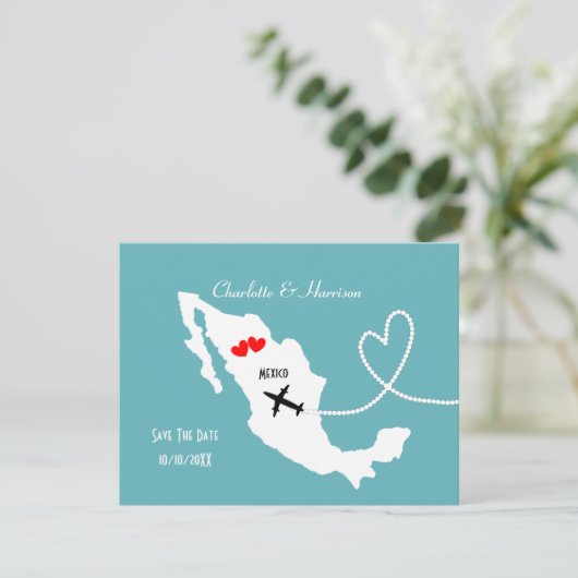 De bestemming Mexico van de bruiloft bewaart de Da Save The Date (Staand voorkant)