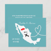 De bestemming Mexico van de bruiloft bewaart de Da Save The Date (Voorkant / Achterkant)