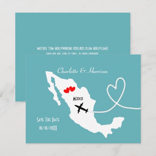 De bestemming Mexico van de bruiloft bewaart de Da Save The Date (Voorkant / Achterkant)
