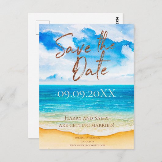 De bestemming sparen de Waterverf van de Datum Briefkaart (Voorkant / Achterkant)