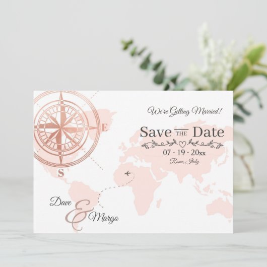 De Bestemming van de wereldkaart sparen de DatumKa Save The Date (Staand voorkant)