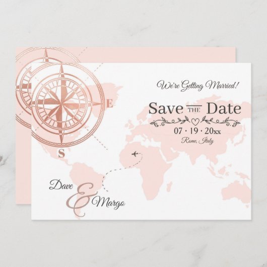De Bestemming van de wereldkaart sparen de DatumKa Save The Date (Voorkant / Achterkant)