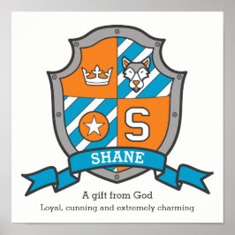 De betekenis van de jongensnaam Shane, letter S, w Poster