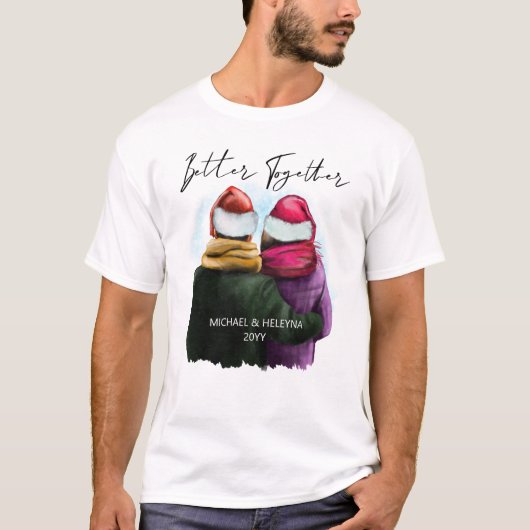 De beter samen Aangepaste kerst van paren T-shirt (Voorkant)