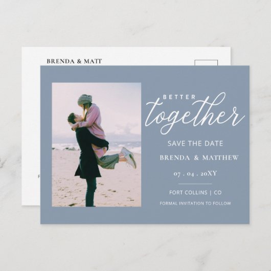 De beter samen Minimale Foto bewaart de Datum Aankondigingskaart (Voorkant / Achterkant)