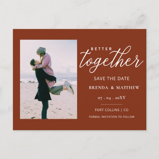 De beter samen Minimale Foto bewaart de Datum Aankondigingskaart (Voorkant)