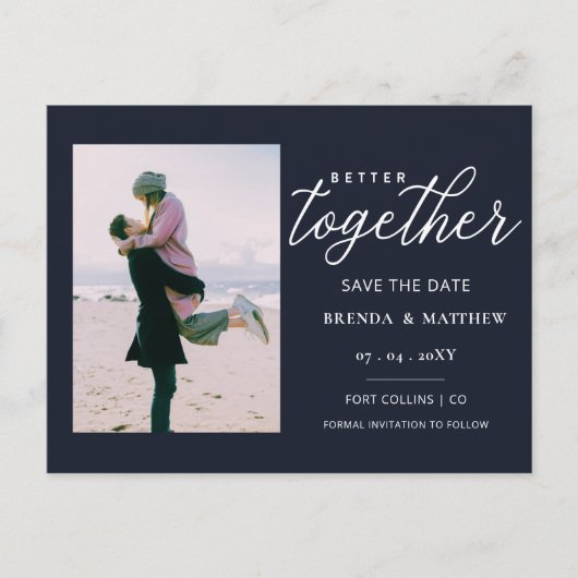 De beter samen Minimale Foto bewaart de Datum Aankondigingskaart (Voorkant)