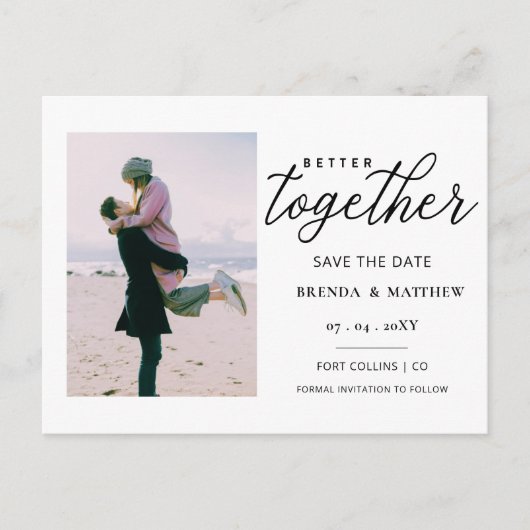 De beter samen Minimale Foto bewaart de Datum Aankondigingskaart (Voorkant)