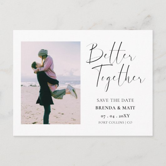 De beter samen Minimale Foto bewaart de Datum Aankondigingskaart (Voorkant)