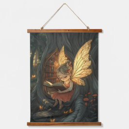De betoverde bibliotheek van het bos hangend wandkleed