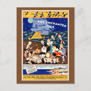 De betoverde eilanden USA Vintage Reisposter Briefkaart