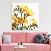 De betoverde elegantie van Golden Freesia Fantasy  Canvas Afdruk (Insitu (Woonkamer))