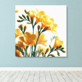 De betoverde elegantie van Golden Freesia Fantasy  Canvas Afdruk (Insitu (Houten vloer))
