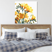 De betoverde elegantie van Golden Freesia Fantasy  Canvas Afdruk (Insitu (Slaapkamer))