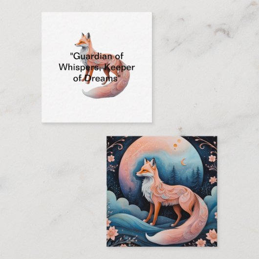 De betoverde Ember Fox Vierkante Visitekaartje (Voorkant / Achterkant)