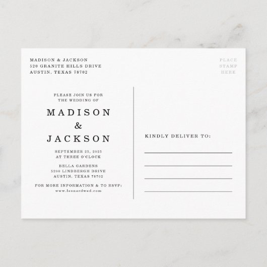 De betoverde Floral verander de datum van het huwe Aankondigingskaart (Achterkant)