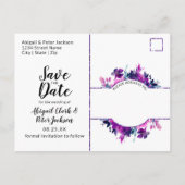 De betoverde Floral Violet Waterverf sparen de Dat Aankondigingskaart (Achterkant)