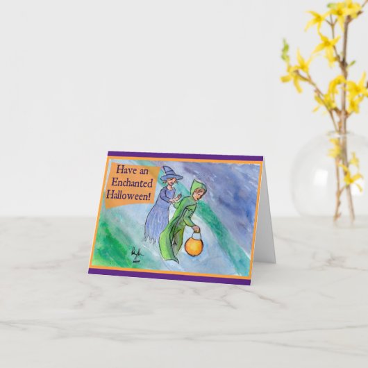 De betoverde Halloween Kaart (Gele Bloem)