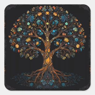 De betoverde mozaïekboom vierkante sticker