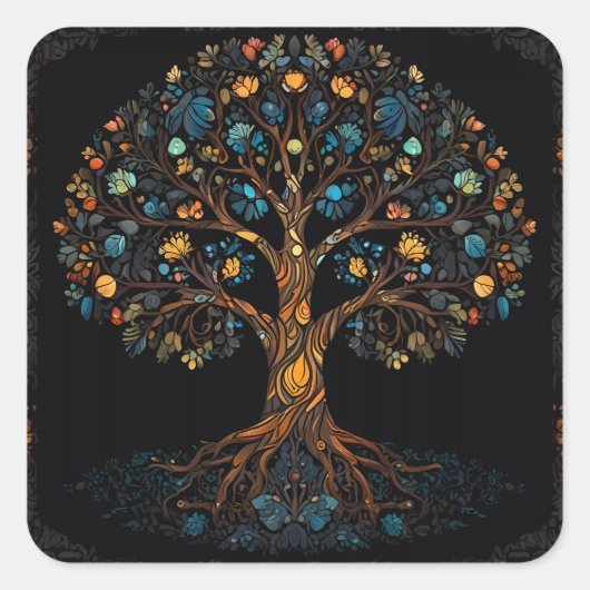 De betoverde mozaïekboom vierkante sticker (Voorkant)