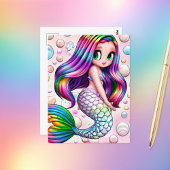 De betoverde regenboog zeemeermin bubbels briefkaart