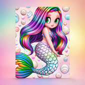 De betoverde regenboog zeemeermin bubbels briefkaart