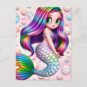 De betoverde regenboog zeemeermin bubbels briefkaart (Voorkant)