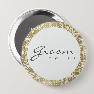 DE BETOVERENDE GOUDEN WITTE BRUIDEGOM VAN HET STIP RONDE BUTTON 4,0 CM