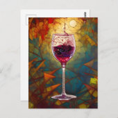 De betoverende oranje wijnkunst briefkaart (Voorkant / Achterkant)