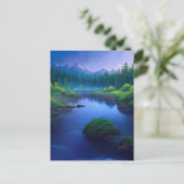 De betoverende stroom van de rivier in de Green Va Briefkaart (Staand voorkant)