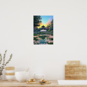 De betoverende witommuurde Japanse tempel Poster (Keuken)