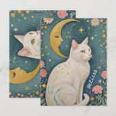 De betoverende witte kat met groene ogen briefkaart (Voorkant / Achterkant)