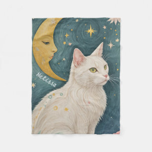 De betoverende witte kat met groene ogen fleece deken