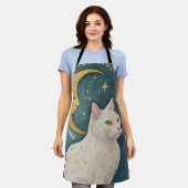 De betoverende witte kat met groene ogen schort (Gedragen)
