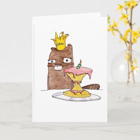 De Bever van de verjaardag Kaart (Gele Bloem)