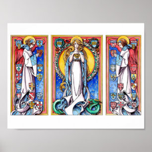 De bevlekte conceptie met Begeleidende Angels Poster