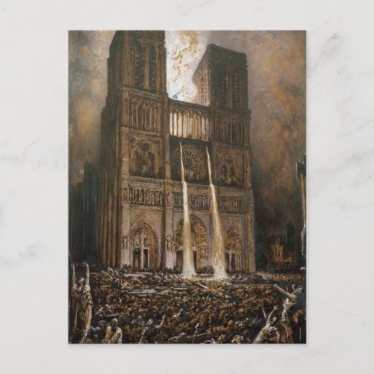 De bevolking die de Notre-Dame in haar greep heeft Briefkaart (Voorkant)