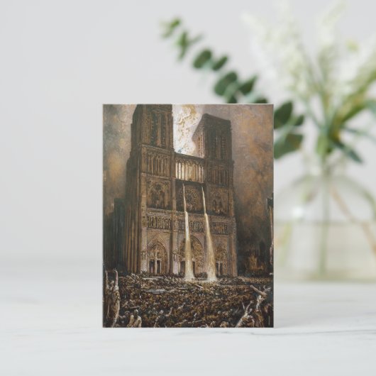 De bevolking die de Notre-Dame in haar greep heeft Briefkaart (Staand voorkant)