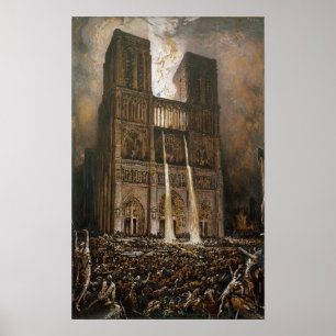 De bevolking die de Notre-Dame in haar greep heeft Poster