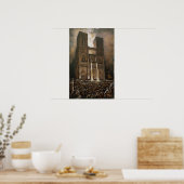 De bevolking die de Notre-Dame in haar greep heeft Poster (Keuken)