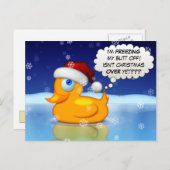 De bevriezende Eend van de Kerstman Feestdagenkaart (Voorkant / Achterkant)