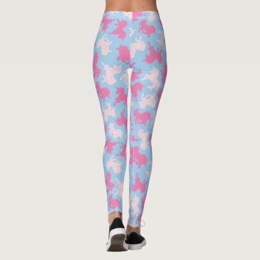 De bevroren Koekjes van Unicorn op Blauwe Leggings (Achterkant)