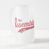De bevuilde Mok van de Glas met de logo van de de  (Voorkant links)